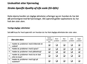 Stroke-Specific Quality of Life (SS-QOL) scale. Norsk versjon.