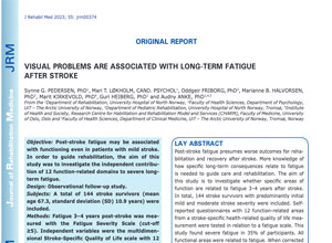 Visual problems are associated with long-term fatigue after stroke